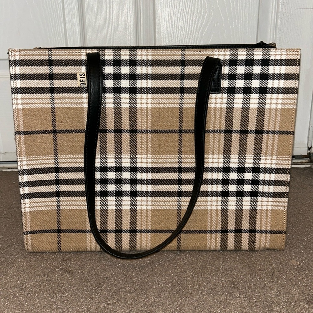 Beis The Work Tote in Plaid